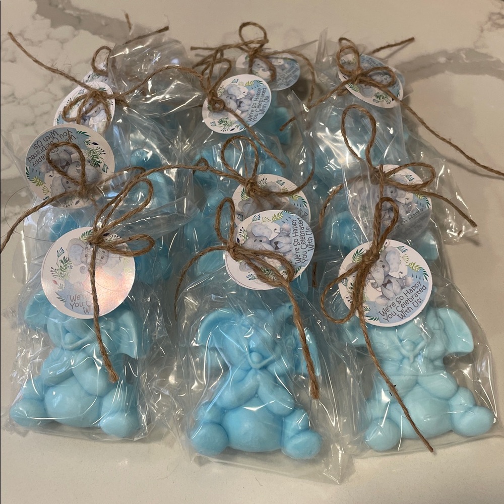 Blue Elephant Soap Baby Shower Favor “ We’re so happy you celebrated with us!”